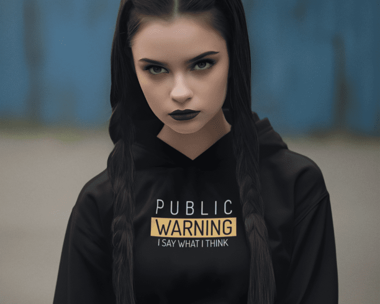 Public Warning Woman Hoodie 1000x800