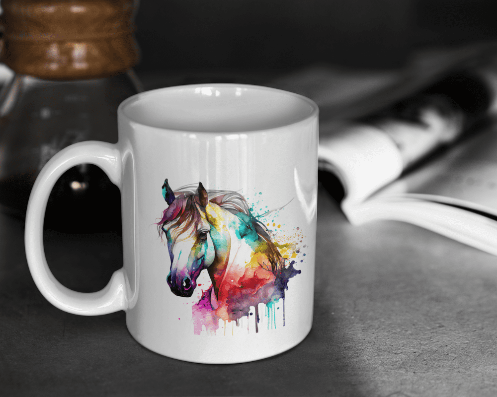 6 Stunning Watercolour Horse Design on Mugs - Image 2